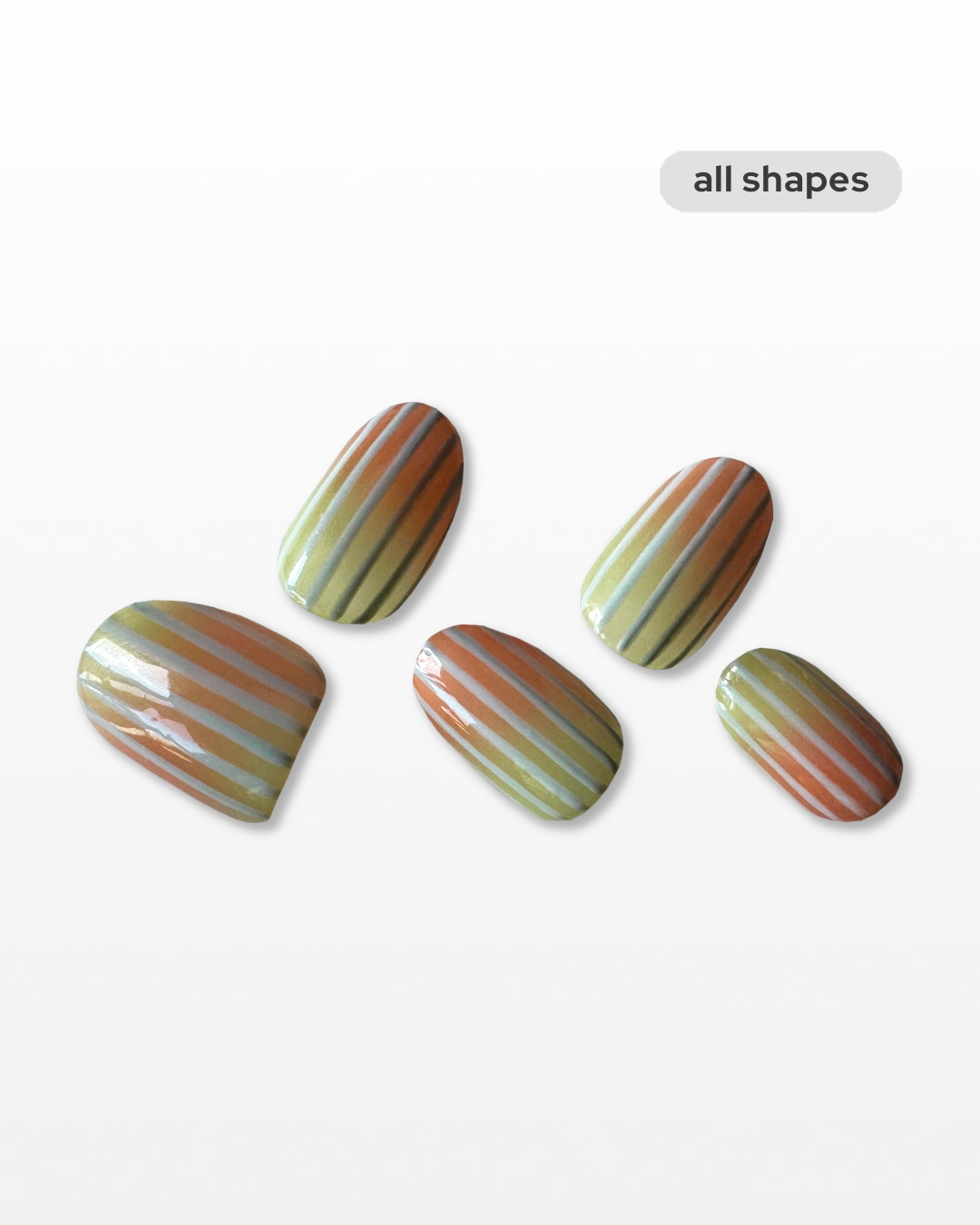 melon fade green press on nails with glossy finish by bluntly